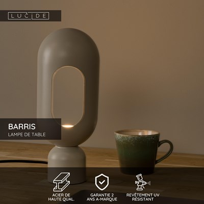 Lucide BARRIS - Lampe de table - 1xE27 - Taupe
